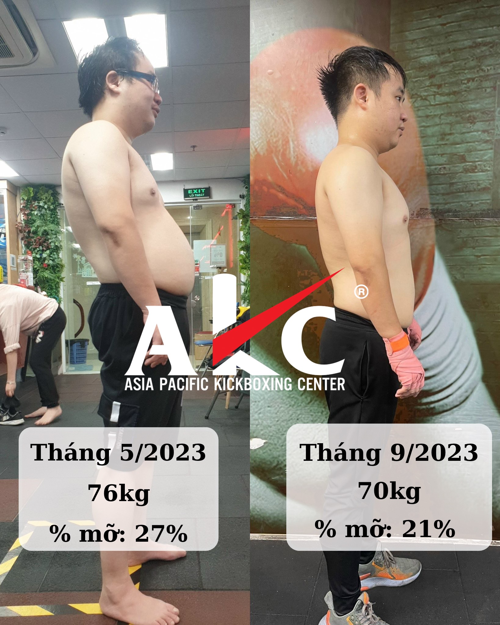 Khách tập luyện tại AKC fitness thay đổi sau 4 tháng
