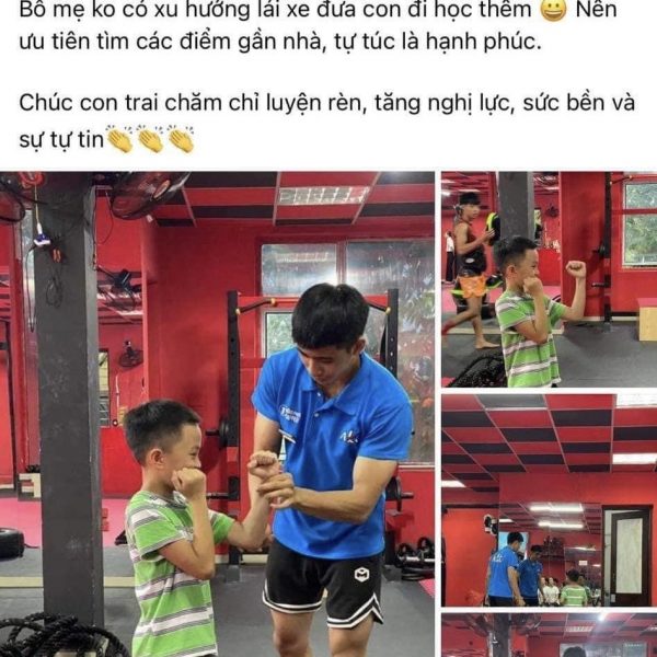 Các bạn nhỏ tập luyện kick boxing tại Akc fitness